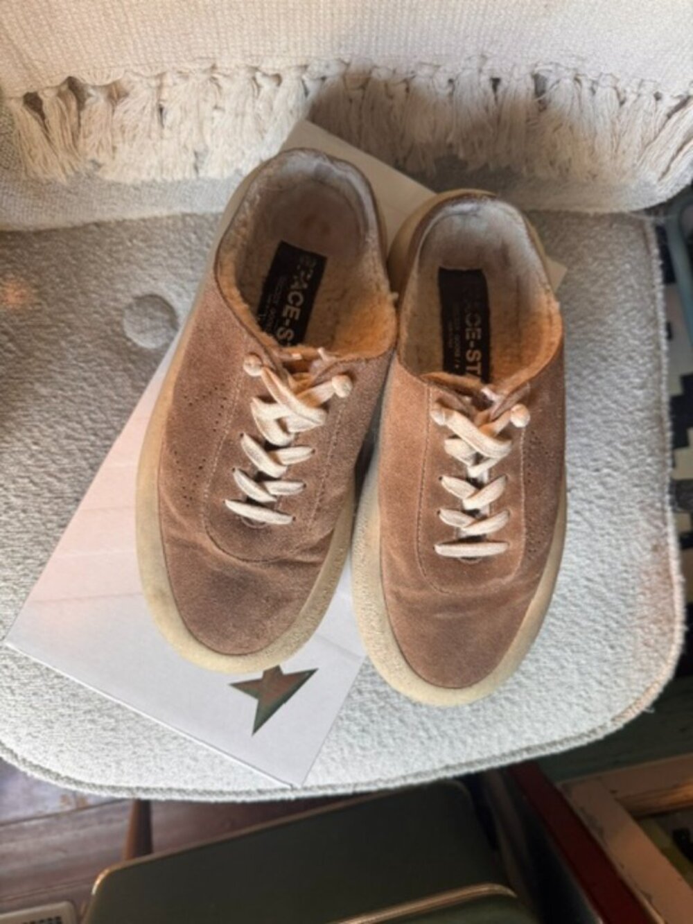 Golden Goose Space Star Sabot in tobacco-colored suede w/ perforated star Sz 39 - Picture 3 of 10